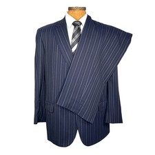 Brioni Blue Pinstripe 2 Button Super 150s Woo...