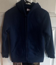 Wonder Nation Full Zip Fleece Hoodie Navy Blue L 10-12 Long Sleeve