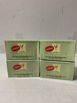 (x4)- Neolia Olive Oil Bath Size 5 oz Bar Soap Aloe Extra Virgin-RARE- D 
