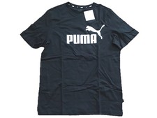 New Puma Medium Black Men's Essential Graphic Logo Soft Short Sleeve Tee