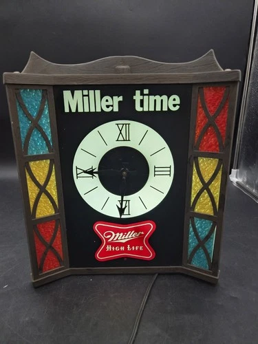 Vintage Miller High Life Beer Miller Time Light Wall Clock Bar Sign F-1089