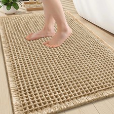 Waffle Bath Mat 20x30 Brown Non Slip Soft Absorbent Quick Dry Bathroom Rug Tub