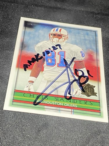 Chris Sanders 1996 Topps #202 Houston Oilers Auto Autographed Signed NFL Card - Picture 2 of 3