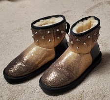 UGG Classic Short EVER STELLAR Metallic Sparkle STUD Fur Boots Size 5 EUR36