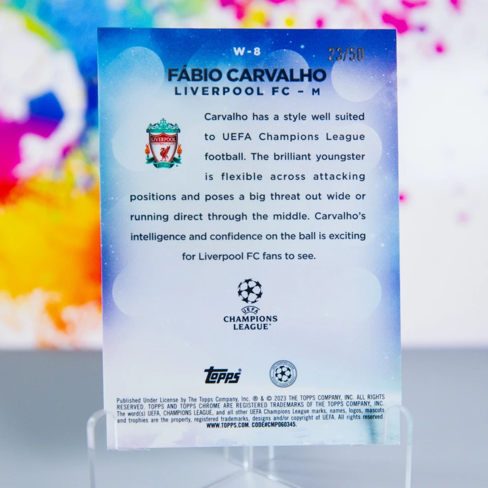 Fabio Carvalho RC 2022-23 Topps Chrome Wonderkinds /50 Liverpool FC - Image 2 of 2