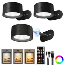 Picture Lights Rechargeable Magnetic 2000mAh RGB Remote Dimmable 3 Pack AMETHEUS