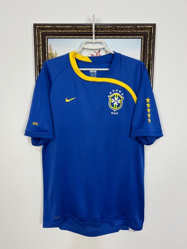 Vintage Nike Brazil Football Shirt Soccer Train Blue Jersey National Trikot Sz M