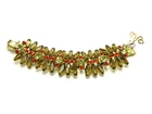 Vtg. Rhinestone Amber Orange Red Glass Costume Jewelry Bracelet - NO RESERVE! -