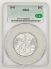1942 WALKING LIBERTY HALF DOLLAR CACG MS65 BRIGHT WHITE COIN.  Super PQ!!