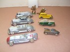 Vintage lot of Metal Cars (Hubley), 2 metal Army men, and 3 other metal vehicles