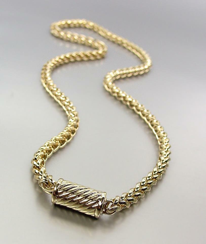 Vintage Gold Tone Mesh Etruscan Magnetic Clasp 19.25  Gold-Tone Magnetic Clasp Necklace main image 2