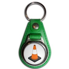 Traffic Cone Plastic Medallion Key Ring (61mm x 38mm)