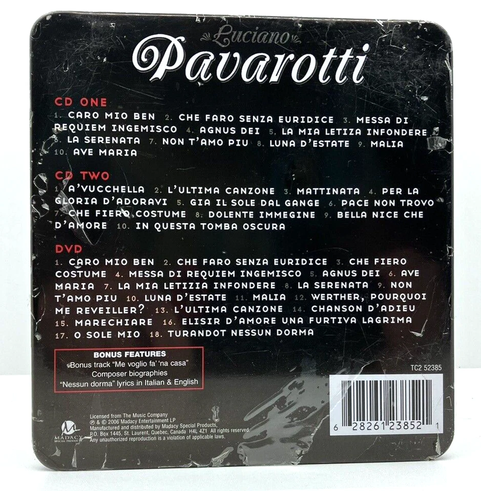 Luciano Pavarotti [Collector's Tin Bonus DVD] [CD & DVD] New Sealed - Image 2 of 2