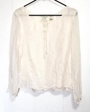Vintage Field Manor Ivory Silk Peasant Top Sheer Sleeve Marked Sz 14 -Runs Small