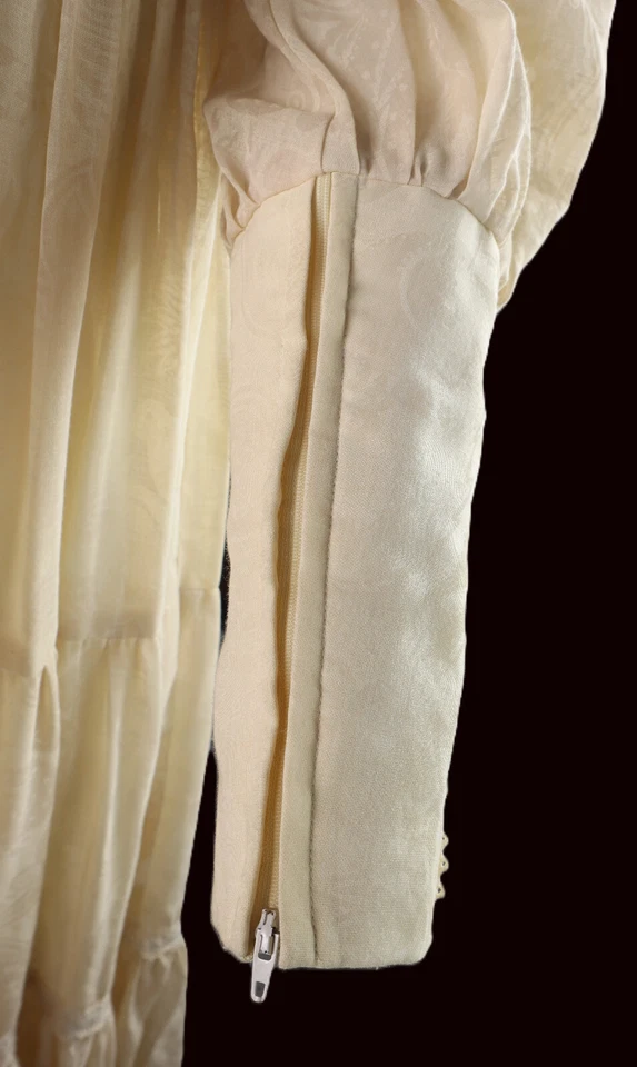 Vestido longo maxi pradaria vintage anos 70 GUNNE SAX tamanho S 4 6 (Jrs 9) algodão voile renda - Imagem 4 de 4