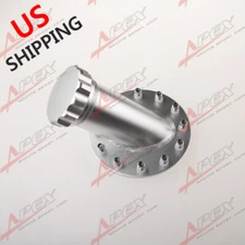 Billet Fuel Cell Fast Fill Filler Neck Aluminum 45 Degree 12 Bolt Flange Silver