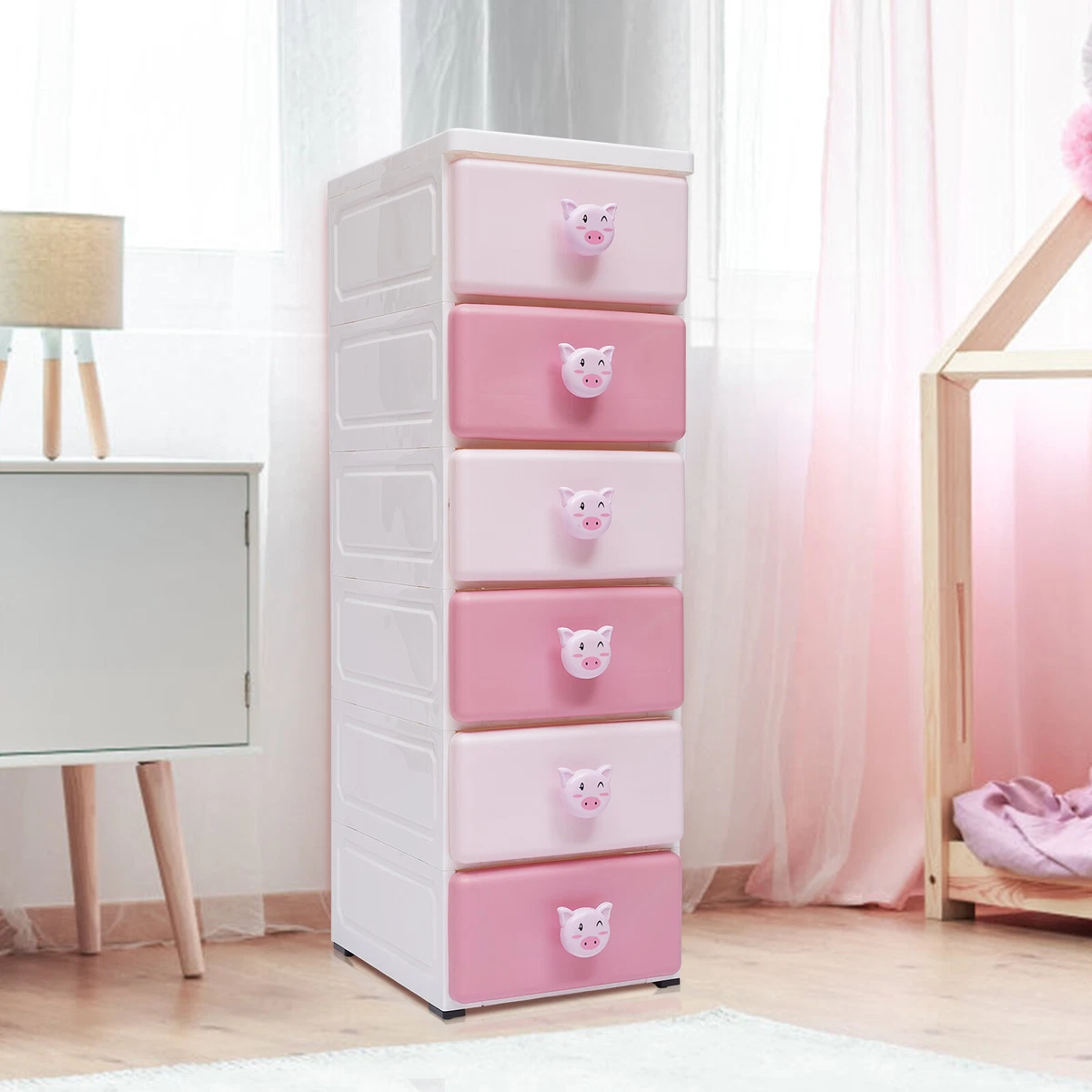 6-layer storage Drawers Storage Bins & Boxes Plastic Storage Cabinet Pink  NEW