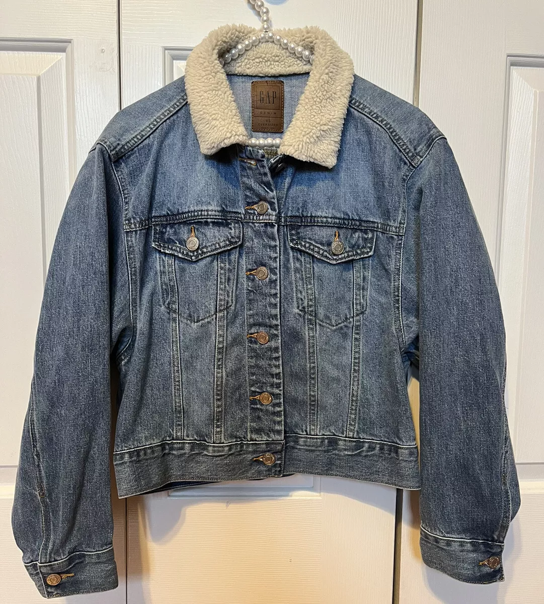 Cropped sherpa clearance denim jacket