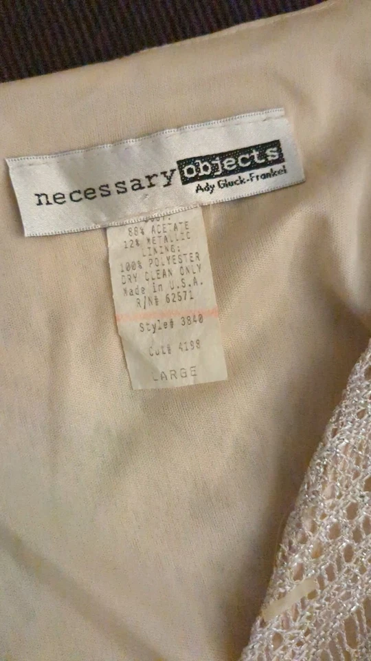 OBJETOS NECESARIOS Vestido de encaje tejido dorado forrado con flecos S/XS aleta boho años 90 20 Foto 4 de 4