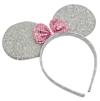 CAKE-FACTORY Minnie mouse ears hairband fancy dress party hen night glitter silver
