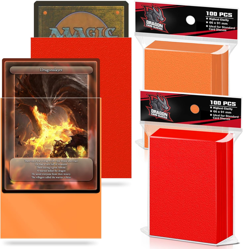 200 Soft Baseball Card Sleeves - Matte Red-Orange for Sports & Trading Cards - Picture 10 of 12