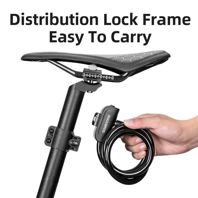 ROCKBROS Bicycle Cable Lock Bike Lock 14.4mm*45" Anti Theft w/ 2 keys Long Steel - Image 4 of 4