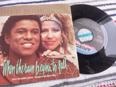 JERMAINE JACKSON PIA ZADOREA WHEN THE RAIN BEGIN TO FALL ITALY 45 Umdrehungen 7'' NEUWERTIG