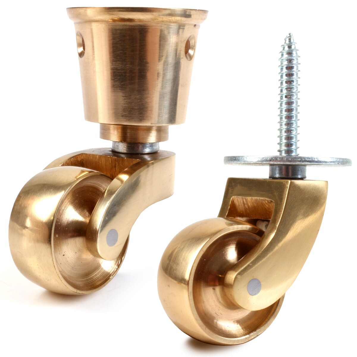 SOLID BRASS CASTORS CUP FITTING BRASS CHROME ANTIQUE CERAMIC WHEEL