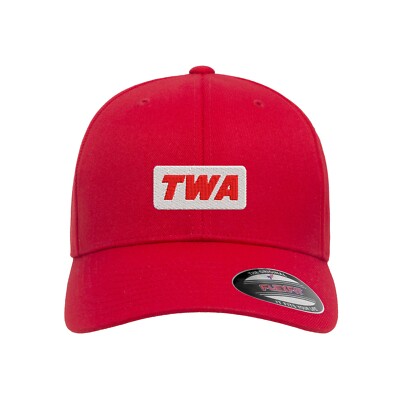 Vintage TWA Trans World Airlines Embroidered Flexfit Fitted Ball Cap 