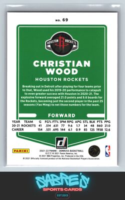 2021-22 Donruss Christian Wood Holo Red Laser /99 #69 Houston