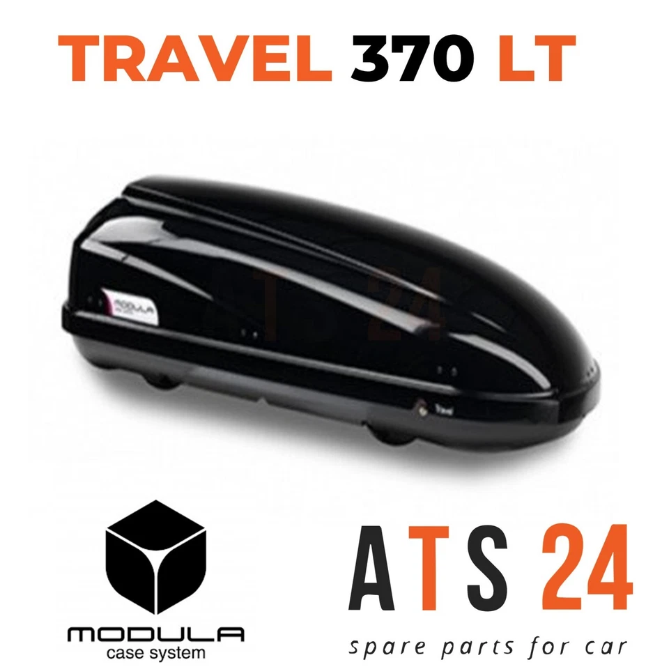 BOX BAULETTO DA TETTO AUTO 370 LT NERO LUCIDO BOX MODULA TRAVEL 139X71X48 - 75KG