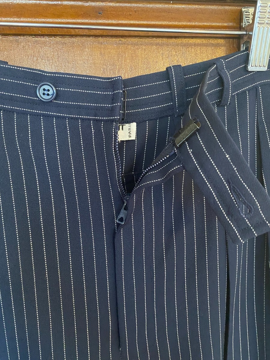 Women's Vintage Saint Laurent Navy Blue Pin Stripe Pants XS 38