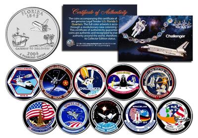 SPACE SHUTTLE CHALLENGER MISSIONS FL State Quarters 10-Coin Set