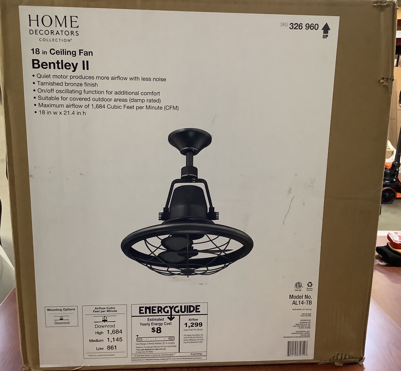 Home Decorators Bentley II 18" Tarnished Bronze Indoor/Outdoor Ceiling Fan B66 792145356127 eBay