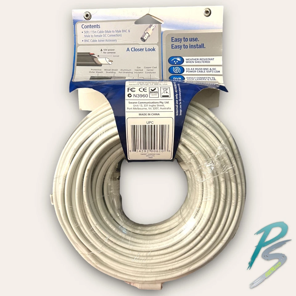 Swann Pro 50ft/15m BNC to BNC Video & Power Cable - SW271-S15 - Image 2 of 2