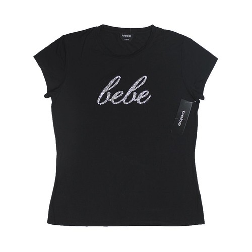 bebe Women Teen Size M T-Shirt Black with Logo Stretch Fit Cap