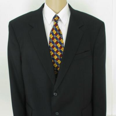 48 R Joseph Feiss Solid Schwarz Reine Wolle 2 Knöpfe Herren Jacke Sport Blazer
