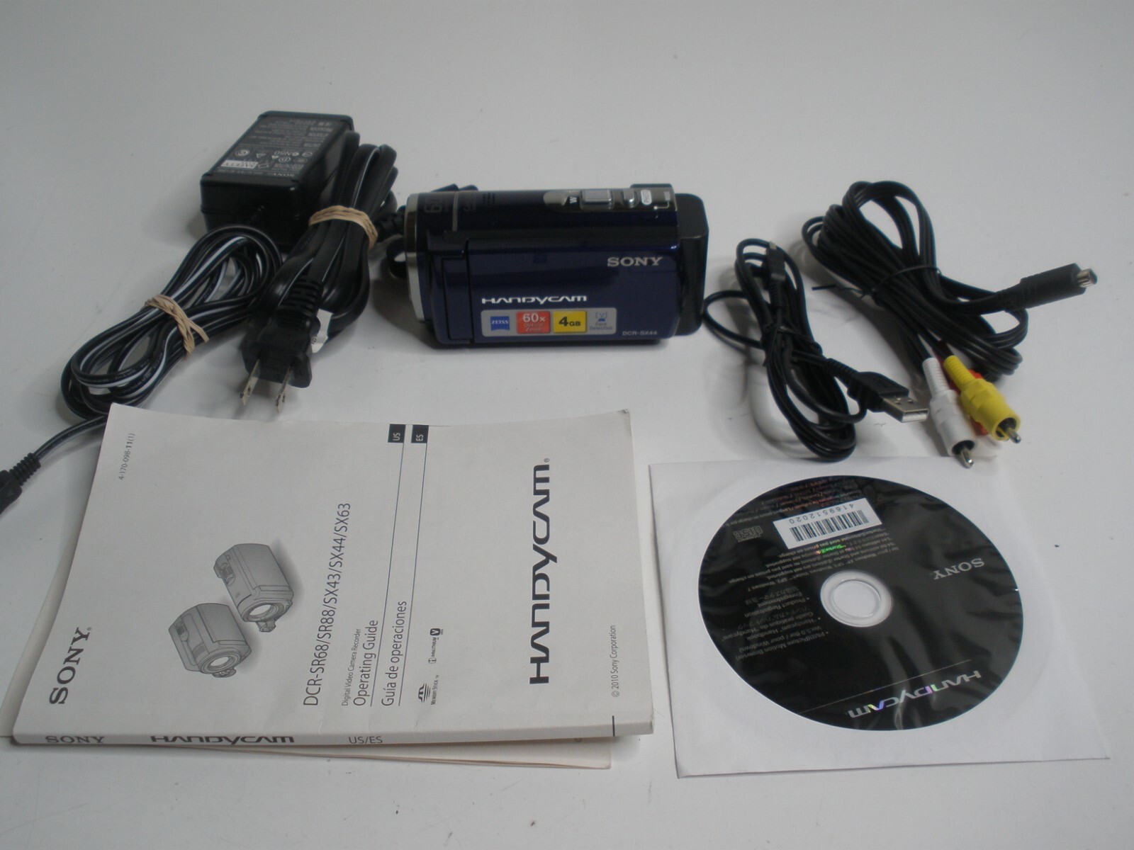 Sony Handycam DCR-SX44 60x Zoom Camcorder in Blue with Battery Charger and Manual Tested-image