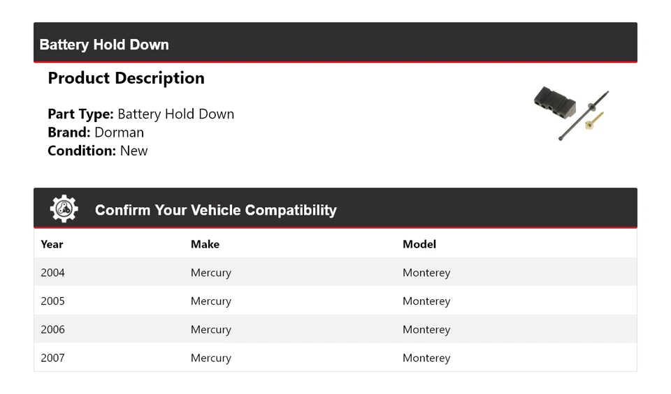 Прижимной аккумулятор для Mercury Monterey Dorman 2004-2007 годов выпуска 2005 2006 годов выпуска - Изображение 2 из 4