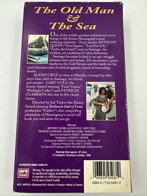 The Old Man and the Sea (1990) VHS Drama Anthony Quinn 1995 BFS
