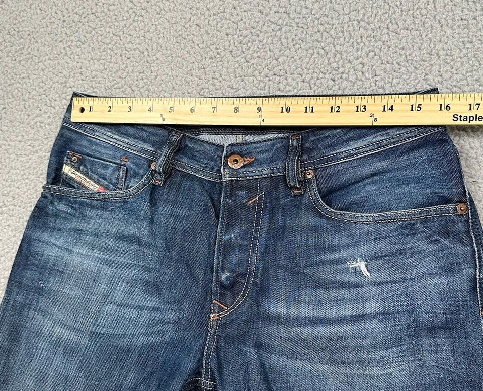 Diesel Waykee Jean Shorts Mens Size 31 Blue Denim DIY Crop Distressed Button Fly - Image 3 of 4