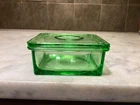 Green Depression Glass Refrigerator Dish with Lid