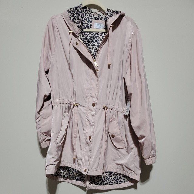 rain jacket Time And True Pink Animal Print Rain Jacket Hood Size 16W To 18W for sale online eBay