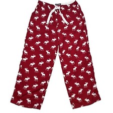 Abercrombie Mens Moose Logo Pajama Lounge Pants Size XL Red Flannel PJ Holiday
