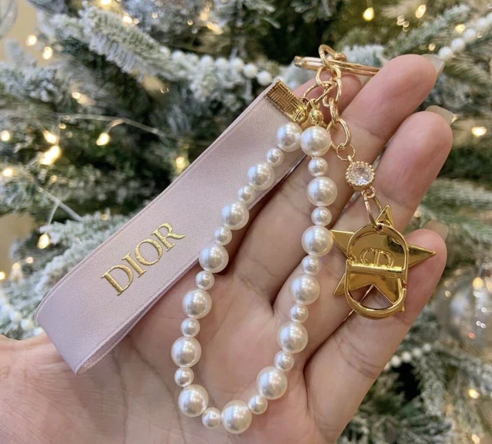 Dior 2025 VIP Gift Pink Holiday Ribbon Keychain Bag Charm