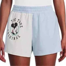Disney Mickey Mouse 3” Fleece Shorts Blue & White Colorblock Juniors 3XL (21)