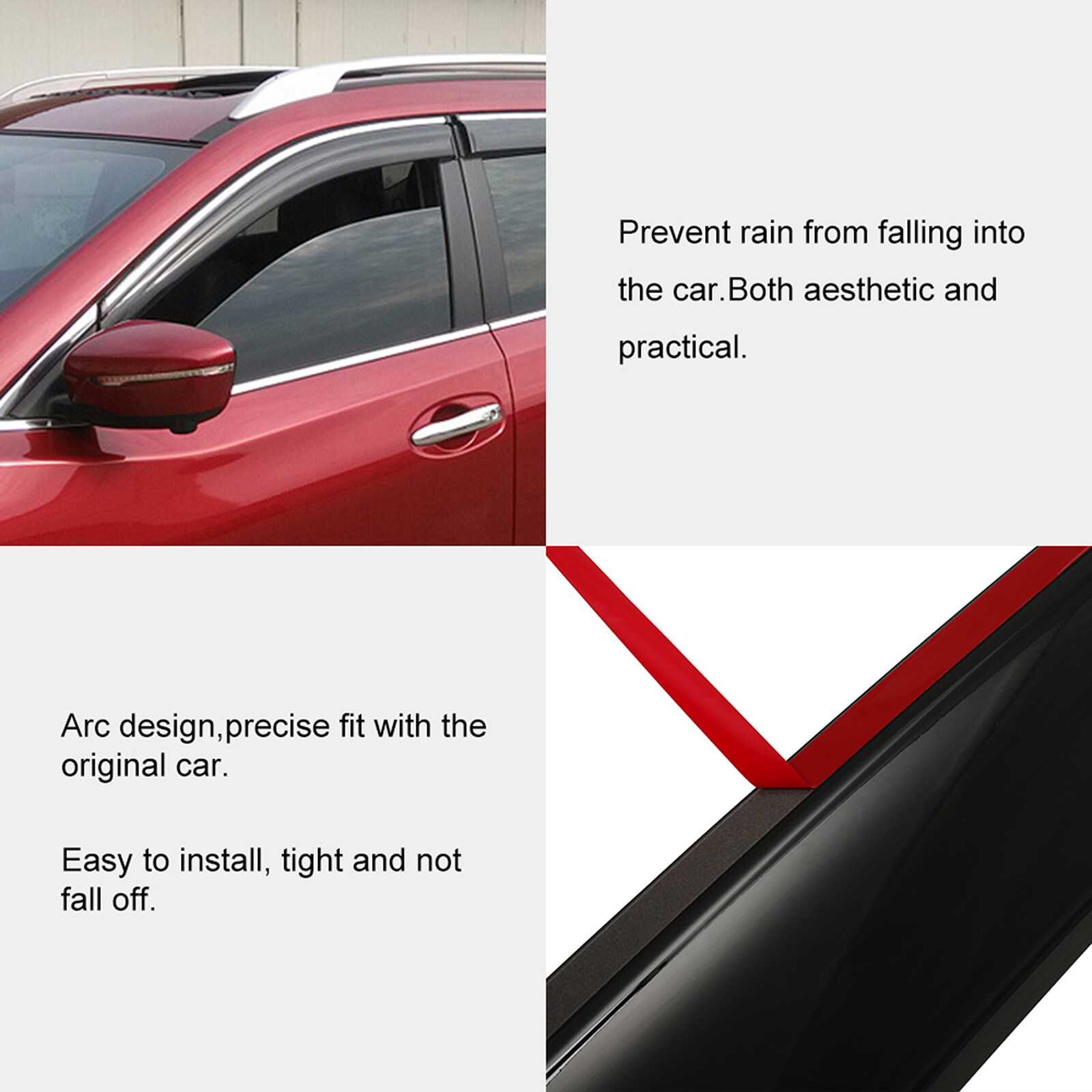 Dark Black Side Wind Deflectors Window Visors 4p For 00-06 Yukon/Tahoe/Escalade