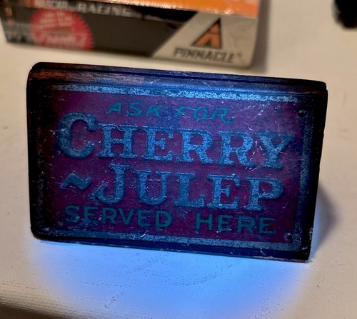ASK FOR ORANGE JULEP SERVED HERE Old Soda Fountain Advertising Sign Menu Holder - Picture 2 of 7