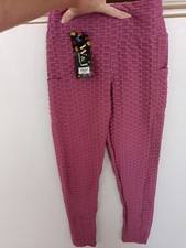 Women Scrunch Butt Lift Leggings High Waist Seamless Yoga Pants Ruched S/M Pink