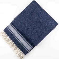Cashmere wool blanket plaid 140x200cm 250g/m2 Dark blue